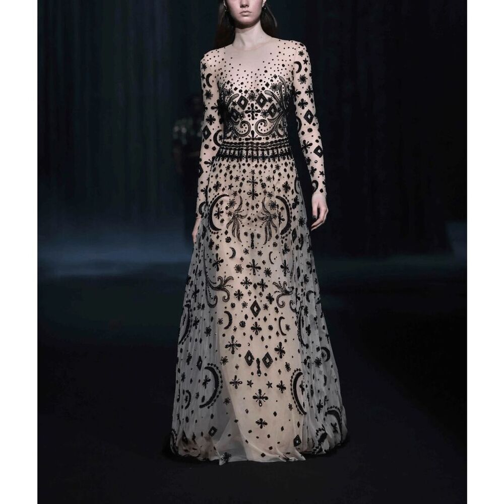 Georges Hobeika Scoop Neck Beaded Tulle Gown FR 40/ US 8 $10,813